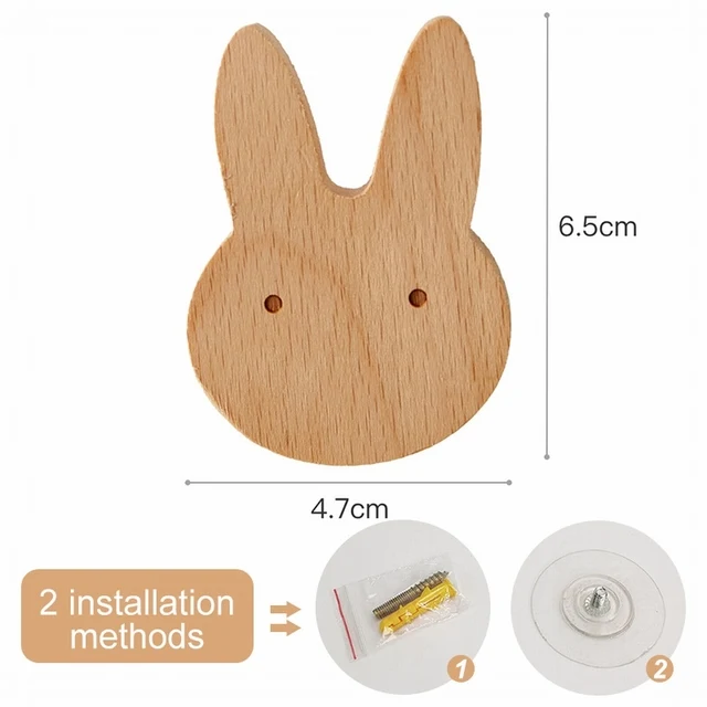 1pcs Animal Wooden Hooks Cute Room Decor Hook Wall Keychain Coat Hook Home Door Wood Hook Hanger Kitchen Accessories Gadget