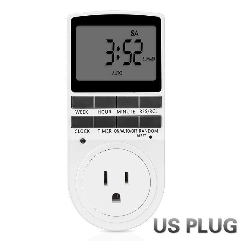 Cronómetro Digital electrónico con enchufe para UE, FR, UK, EE. UU., AU, cronómetro de 230V, 50HZ, 7 días, 12/24 horas, temporizador programable: US PLUG