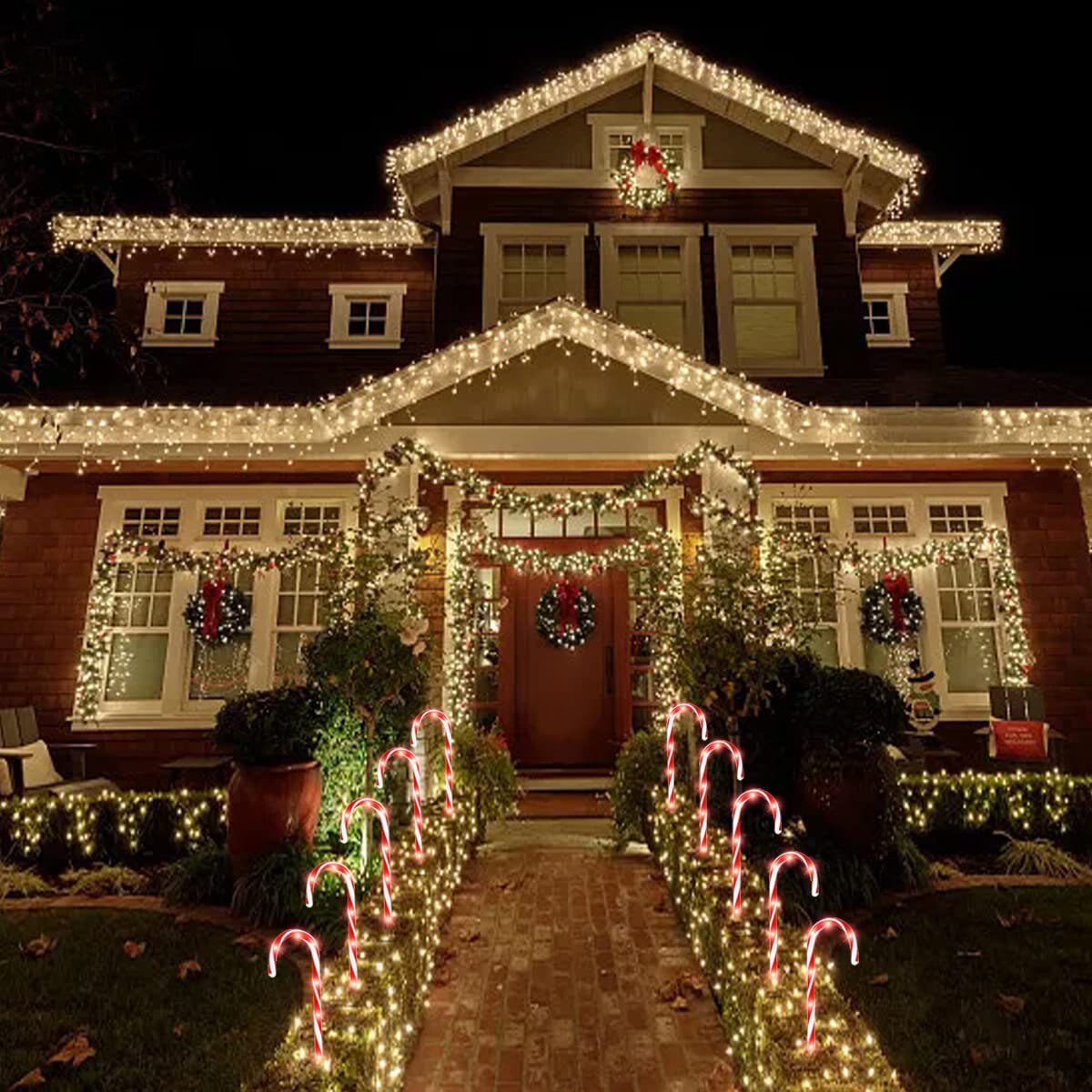 Christmas Pathway Candy Cane Walkway Light Stake Lamp Outdoor Yard Decorative Light SEC88