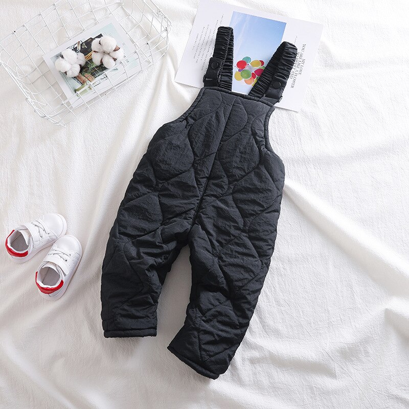 CITRUS-ropa de invierno para niños y niñas, pantalones con tirantes de color sólido, cálido: Black / 9-12M