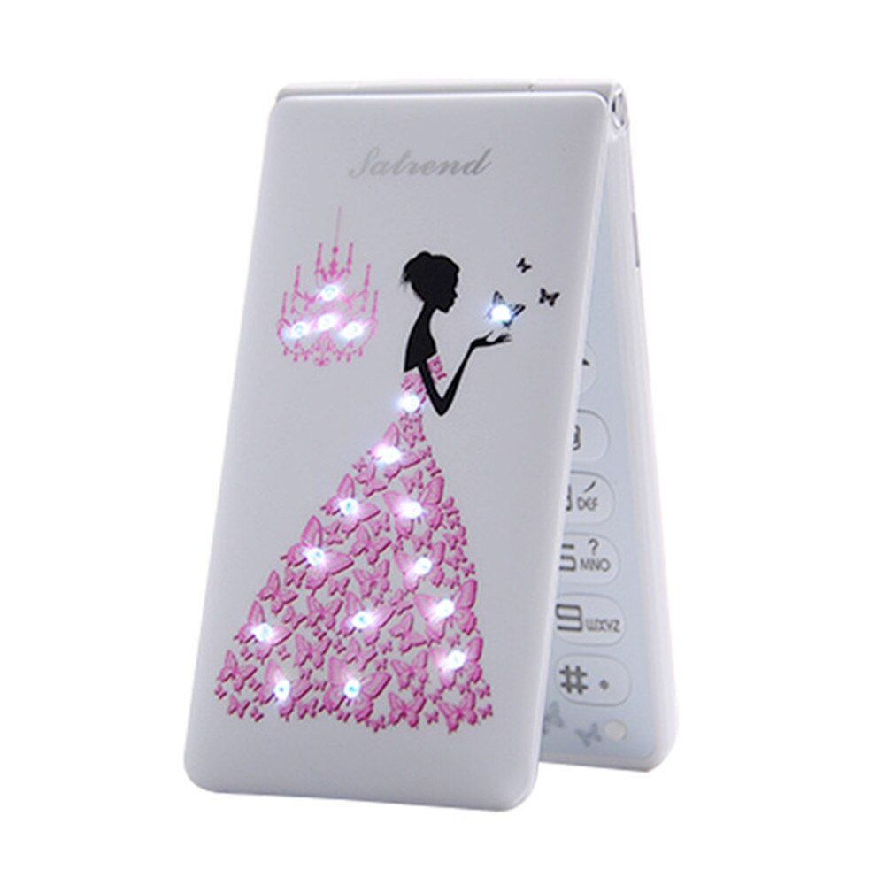 Teléfono Móvil KUH D11 con tapa, Tarjeta SIM Dual, , para niñas, flor para mujer, linterna LED, teléfono móvil a la: Standard / Blanco