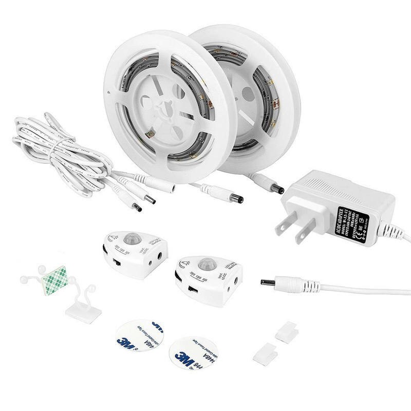 Dimmable Motion Sensor Night Activated Bed Light Waterproof IP6 LED Strip with Automatic Shut Off Timer Bedroom Cabinet Light: double bed / US plug