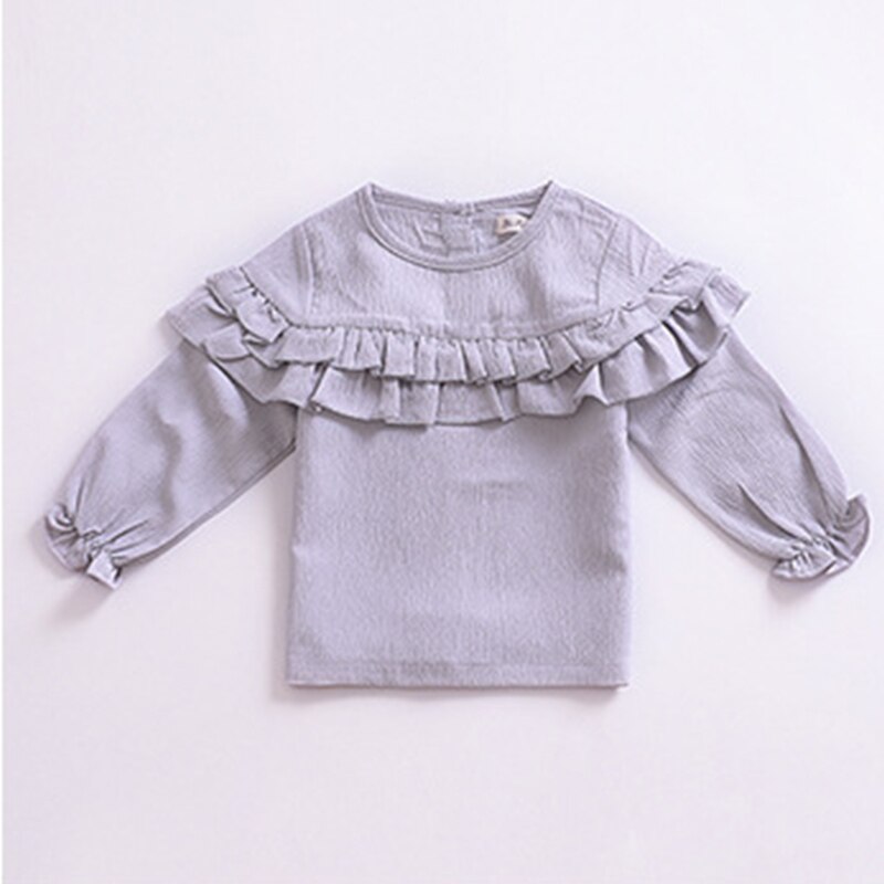 Kinderkleding meisjes herfst lange mouwen kleding kinderen effen kleur ruches onderkant kleding kinder shirt
