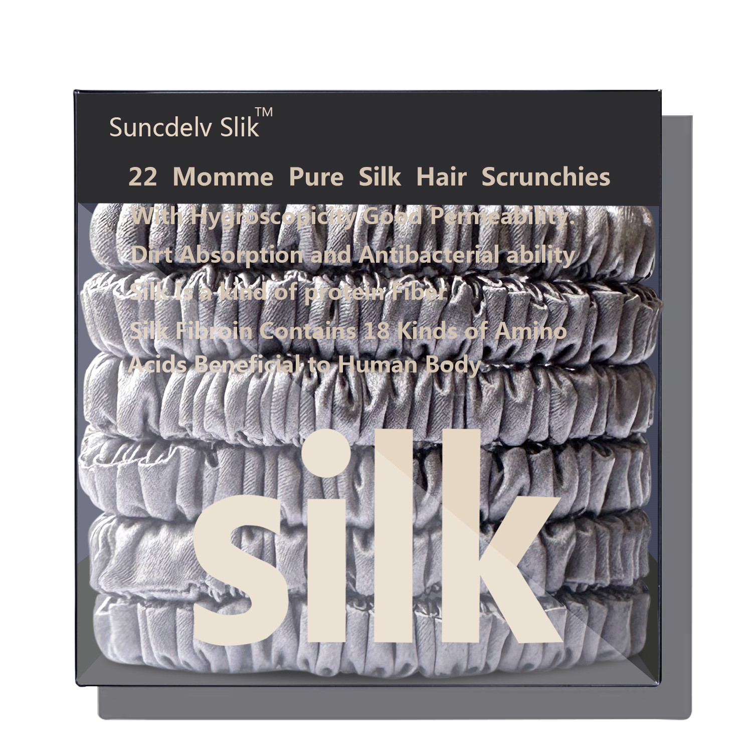 100% pura morera 6A seda pelo Scrunchie diademas hechas a mano mujeres niña accesorios para el cabello Color puro Natural HairTies caja 6 uds: Beige