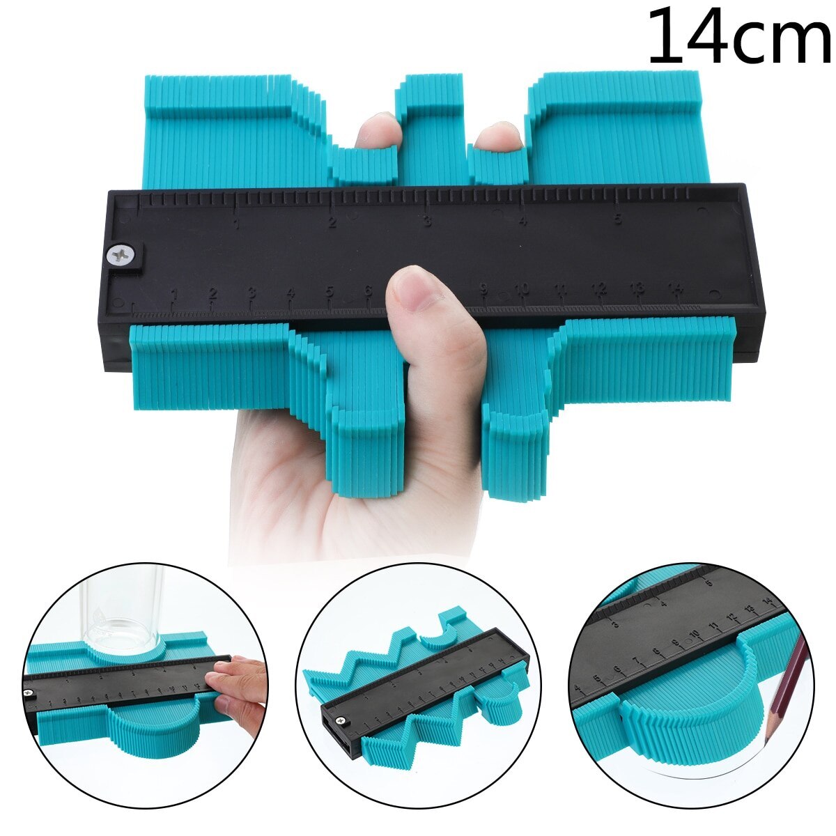 12/14/25cm Contour Gauge Plastic Profile Copy Contour Gauges Standard Wood Marking Tool Tiling Laminate Tiles General Tools: 14cm green