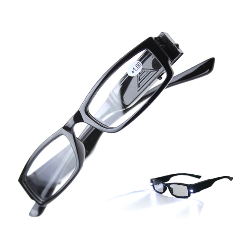 Klassnm-gafas de lectura con luz Led para hombre y mujer, lentes de aumento para presbicia nocturna, dioptrías + 1- + 4: +250