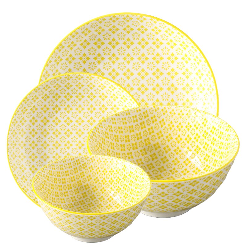 Assiette en céramique bol ensemble 4 pièces/Combo sous-glaçure forme ronde porcelaine vaisselle Support four lave-vaisselle CZY1017-4S: 7