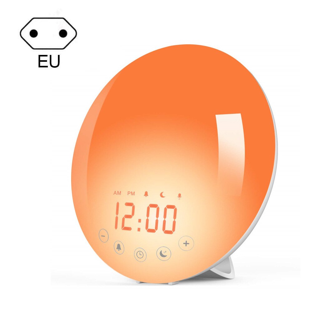 Smart Wake Up Light, 30 Brightness Levels Workday Alarm Clock Light Sunrise Sunset Simulation Light With Digital Time DIsplay: EU adapter