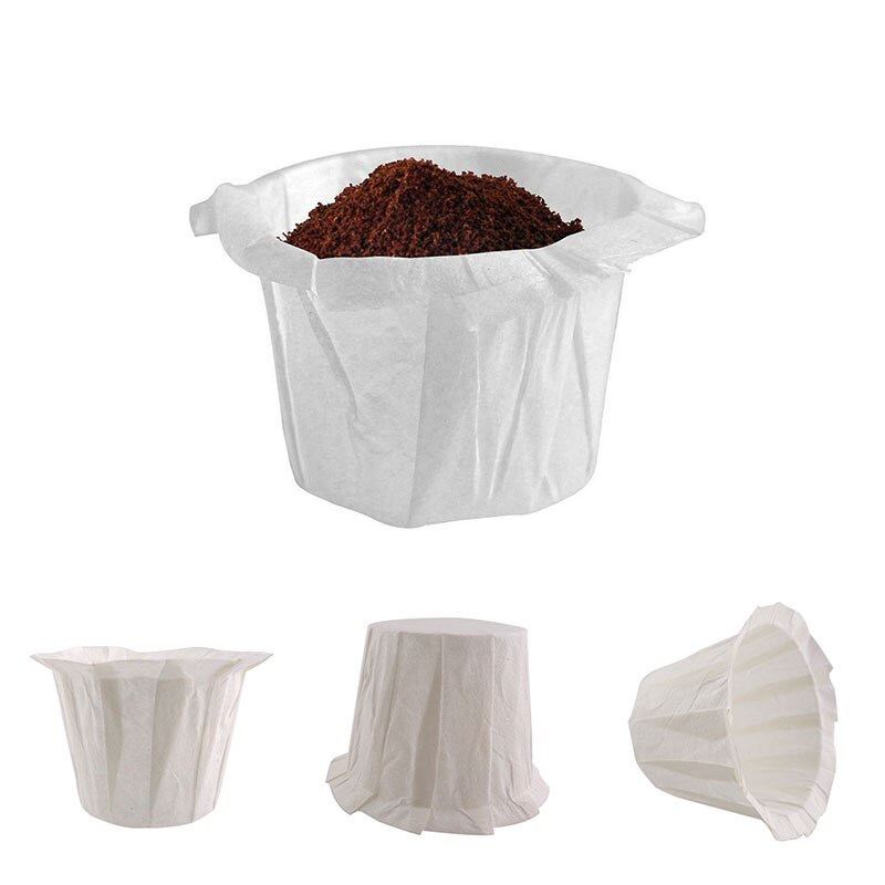 50pcs Home Kitchen Coffee Filters Disposable Paper Filters Cups Single Serving Paper Filters Cups Replacement Coffee Filters