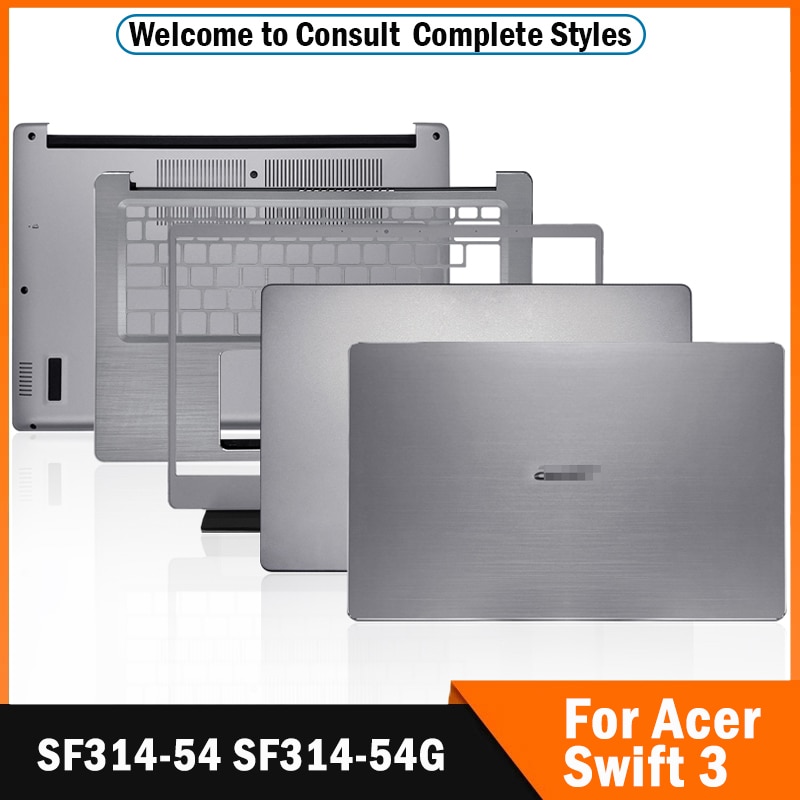 Coque arrière pour ordinateur portable LCD, avec châssis avant, repose-paume, boîtier inférieur pour Acer Swift 3 SF314-54 SF314-54G, gris