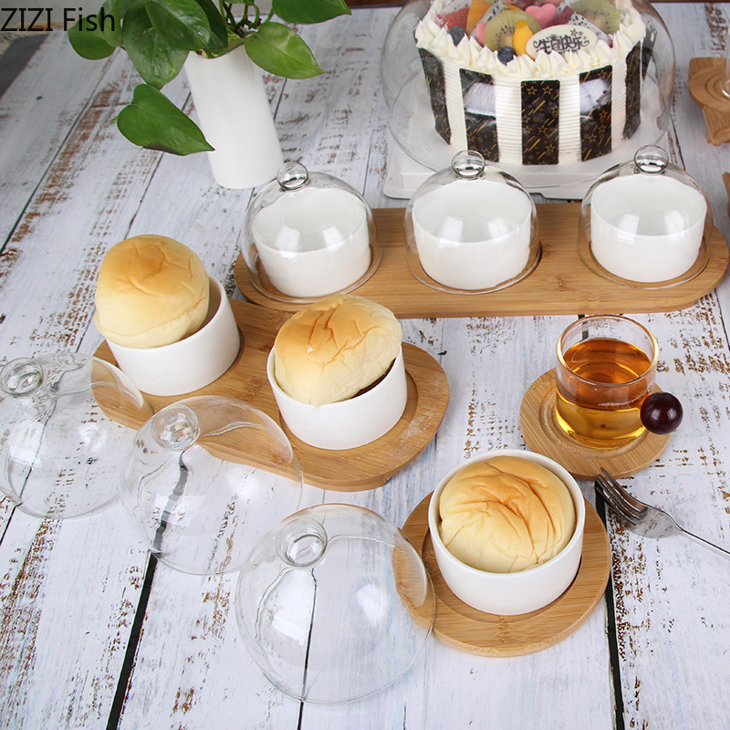 Japanese-style Ceramics Fruit Dessert Plate 2 / 3-piece Set with Lid Sugar Bowl Dessert Platter Home Creativity Tableware