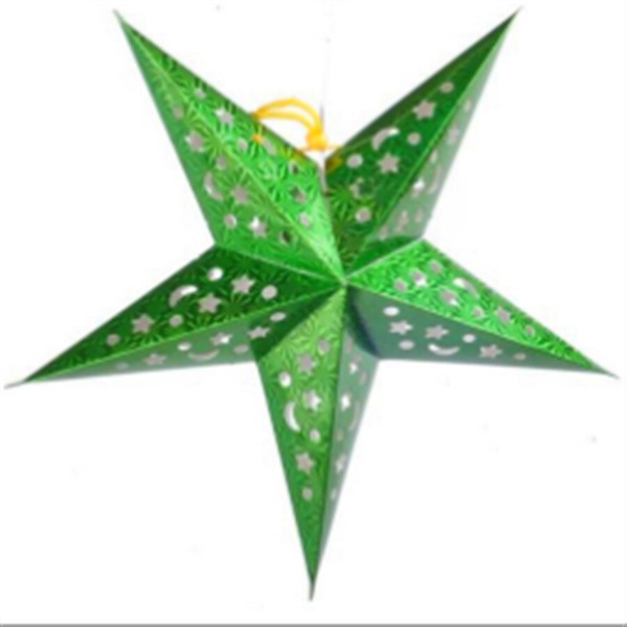 1PC 30cm-45cm-60cm Shiny Star Paper Lampshade lanterns Party Decoration Craft For Wedding Christmas Party Decoration Supplies: green / 60cm