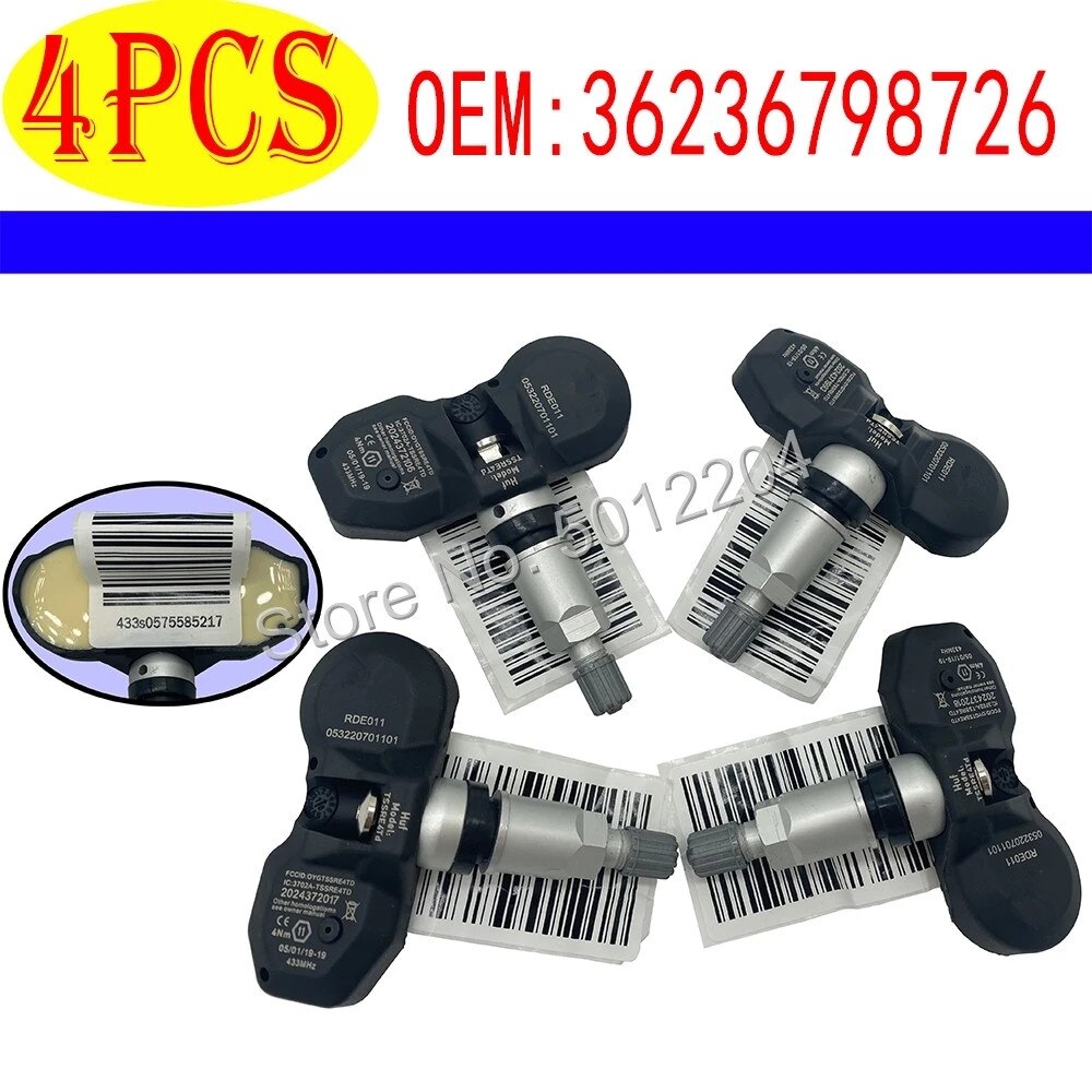 4 Stuks 36236798726 6798726 Tpms 433Mhz Voor Bmw Mini Bandenspanning Controle Systeem Wiel Sensor