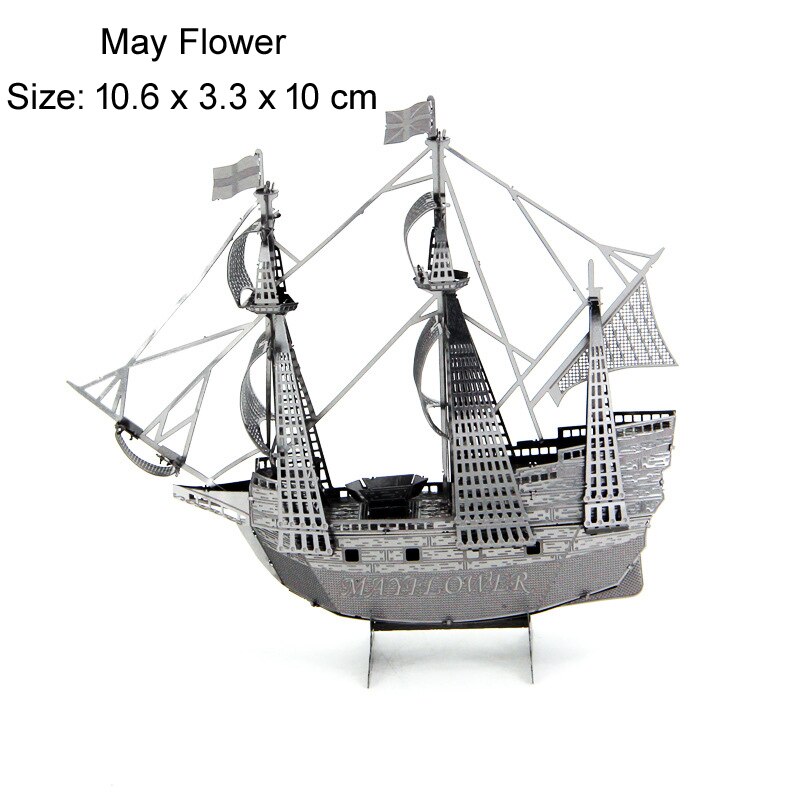 Boat 3D Metal Puzzle Black pearl 056 Burke Class Destroyer Titanic model KITS Assemble Jigsaw Puzzle Toys For Children: 62-May Flower