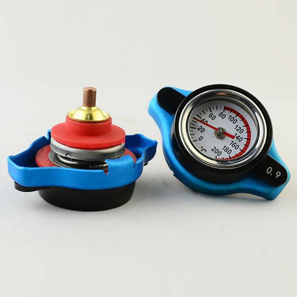 Psi Racing Auto Auto Radiator Water Druk Cap Temperatuurmeter 0.9Bar