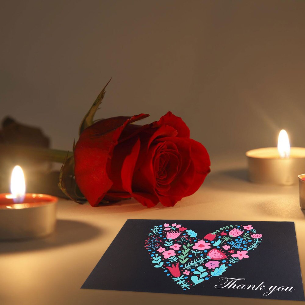 6 Pcs Beautiful Note Cards Memo Cards with Envelopes (Black)