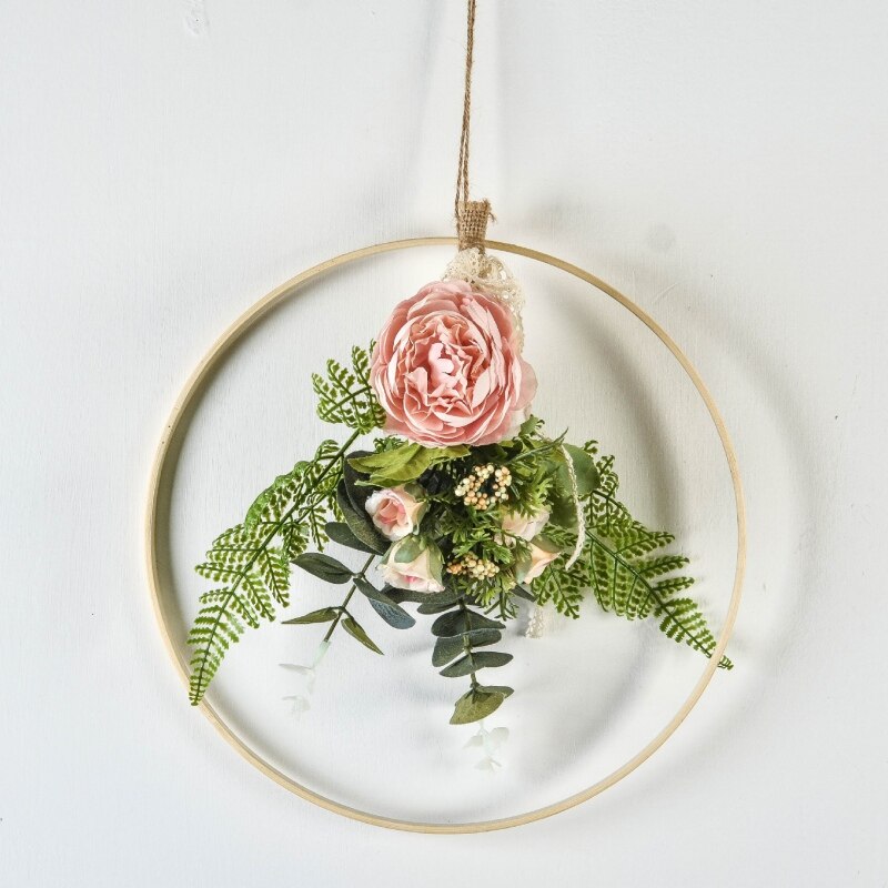 Ścienny bambusowy wieniec nie znikną girlanda sztuczny kwiat wiszący pierścień dekoracyjne rekwizyty salon ślubny wystrój domu #: 5