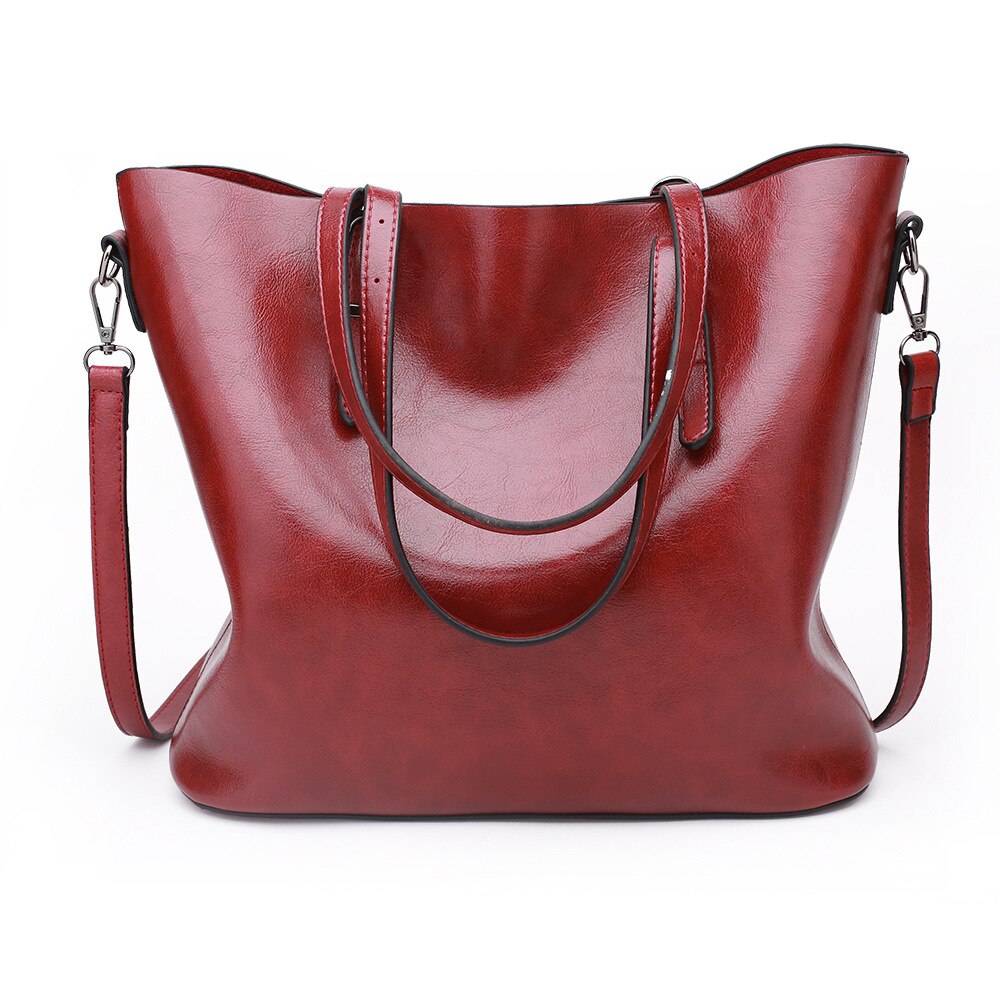 De Dame Handtas Dames Olie Mode Schouder Tas: Bordeauxrood