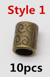 10 Stks/pak Brons Viking Verschillende 10 Stijlen Haar Vlecht Dread Baard Dreadlock Kralen Ringen Buis Voor Haar Accessoires: 10pcs Style 1