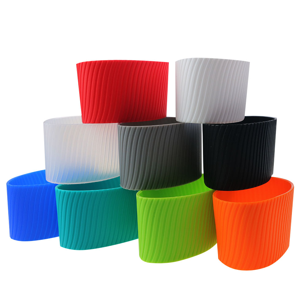 1Pc Siliconen 8Cm Warmte Geïsoleerde Cup Mouw Strepen Anti Slip Wraps Voor Mokken Keramische Glazen Waterfles Thermostabiliteit Geurloos