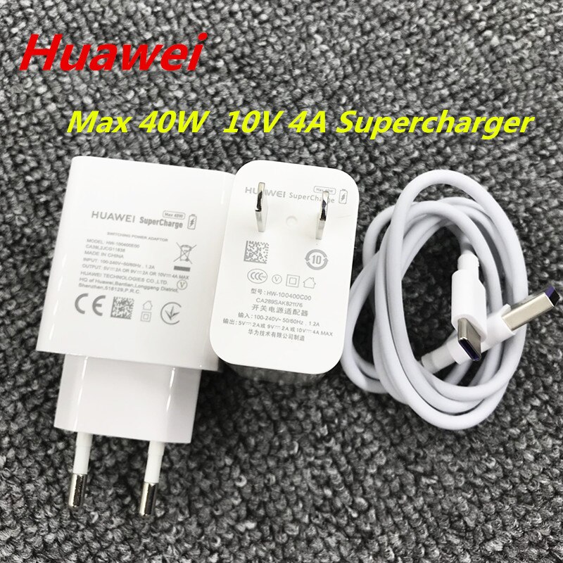 Huawei-cargador rápido P30 Pro, adaptador Usb con Carga rápida de carga rápida de 40W, Cable tipo C 5A para P20 Mate 30 Pro 20 20x