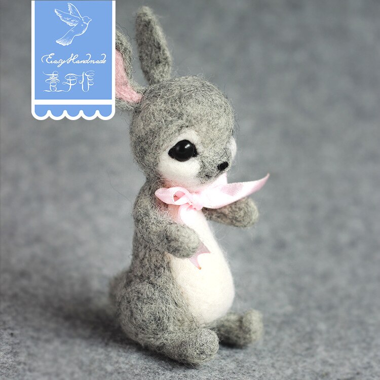 Easyhandmade Easter Bunny and Easter Eggs Set Wool Felt DIY Package Craft Felting Kit for Adults Package Craft Paper Box