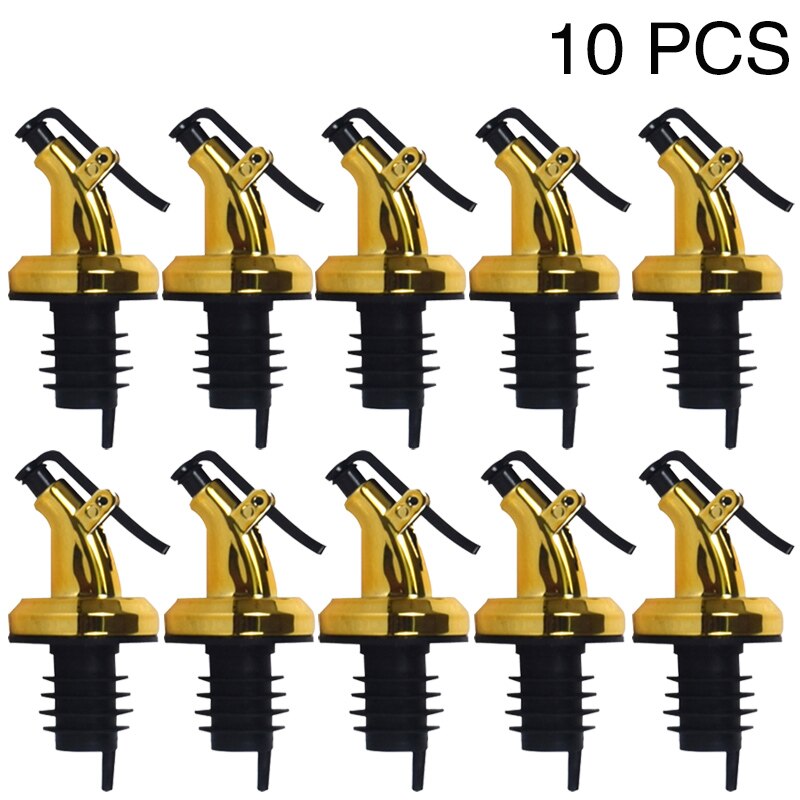 Tapón de botella de aceite, boquilla de guía de aceite de cocina, tapón de boquilla de salsa de soja, botellas de aceite y vinagre, 10 Uds.: 10 PCS golden