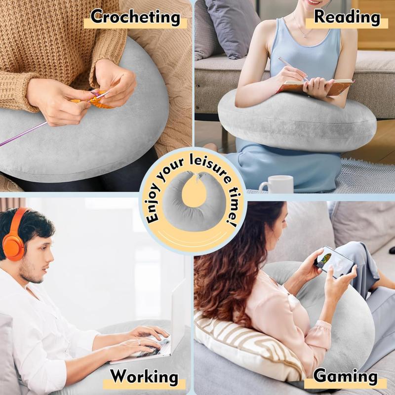 Gaming-Kissen, ergonomisches U-förmiges Schoßkissen mit Ellenbogenstütze für Erwachsene und Kinder, Armstützkissen zum Häkeln, Lesen