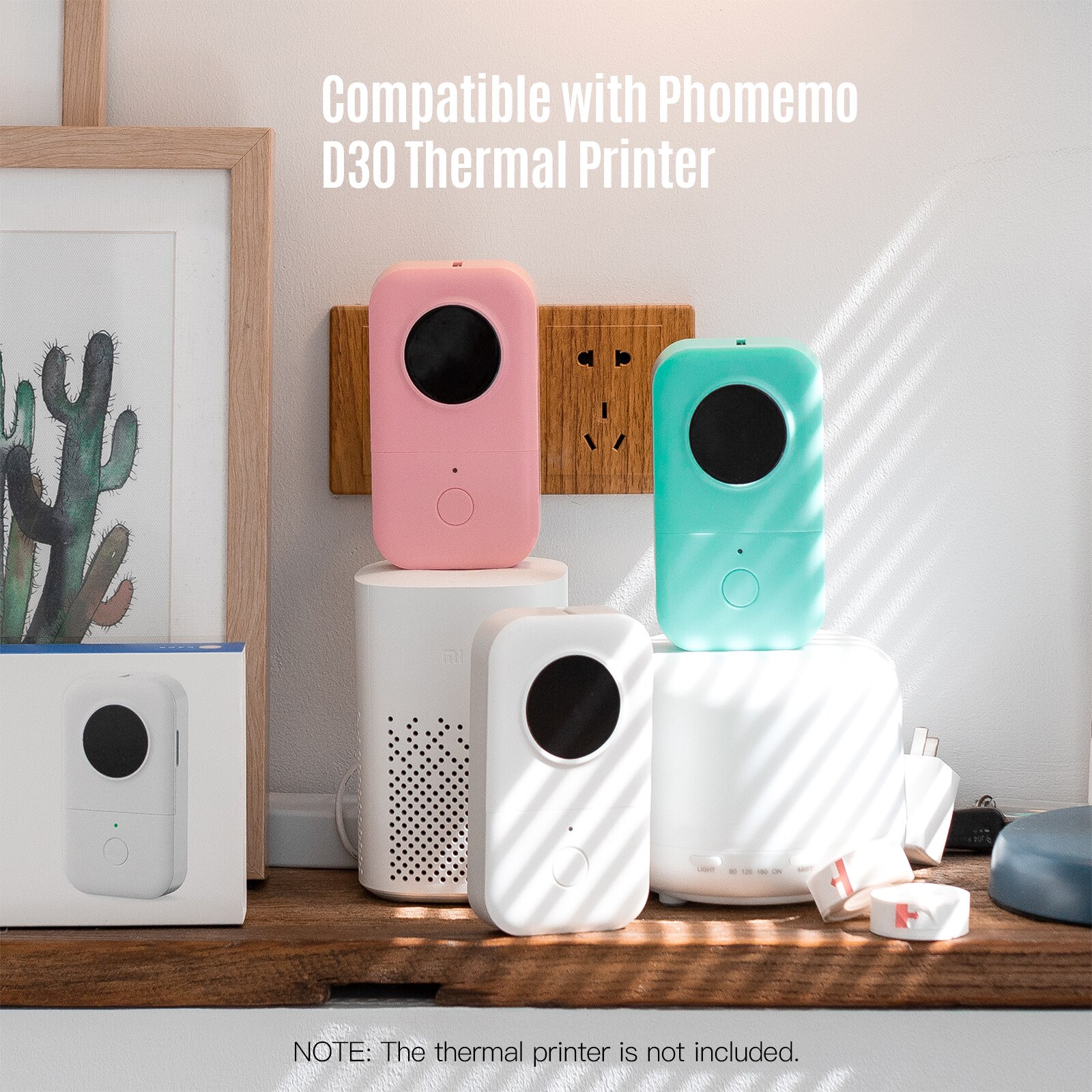 Aibecy Color Label Paper Self-Adhesive Thermal Paper Roll 14*50mm 130sheets/roll Compatible with Phomemo D30 Thermal Printer