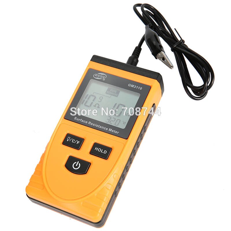 BENETECH GM3110 Surface ResistanceTester Anti-static LCD Tester Digital Display Anti-static Resistance Meter Temperature Meter
