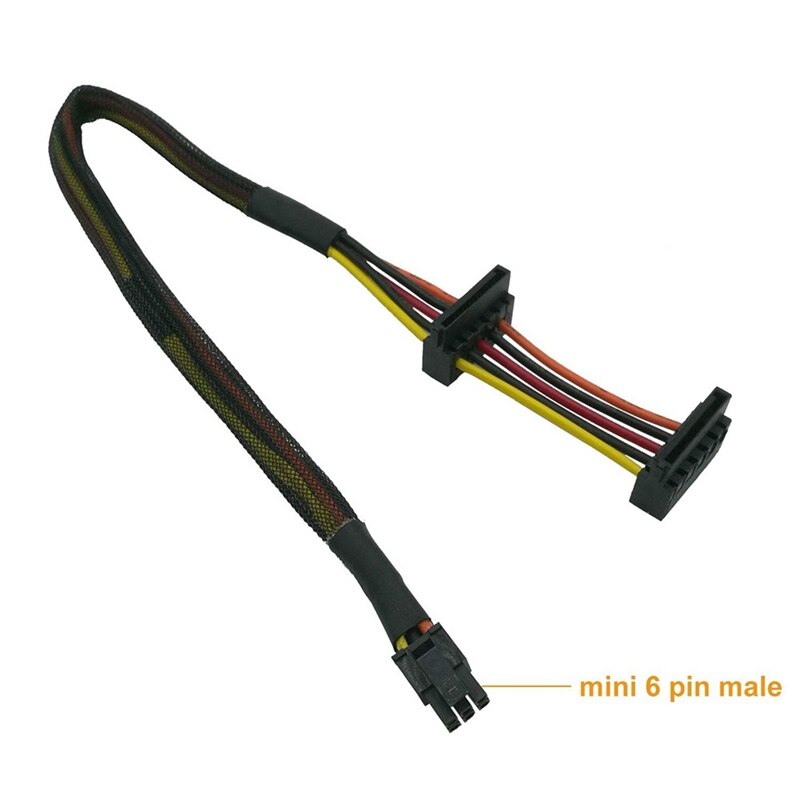 HDD SATA Power Cable Right-Angle SATA 15 Pin X2 to Mini 6 Pin ATX Adapter for Dell Inspiron 3668 3667 3650(2Pack)