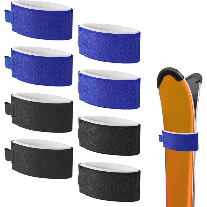 Correas ajustables para envolver esquí, banda para almacenamiento de esquí, cinta de sujeción para esquí, corbata de almacenamiento con almohadilla protectora, accesorios para esquís, deporte de invierno