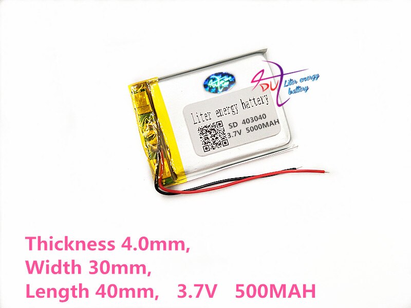 Polímero de la batería 500mah 3,7 V 403040 de casa inteligente MP3 altavoces Li-Ion batería para DVR GPS... mp3... mp4 celular teléfono altavoz