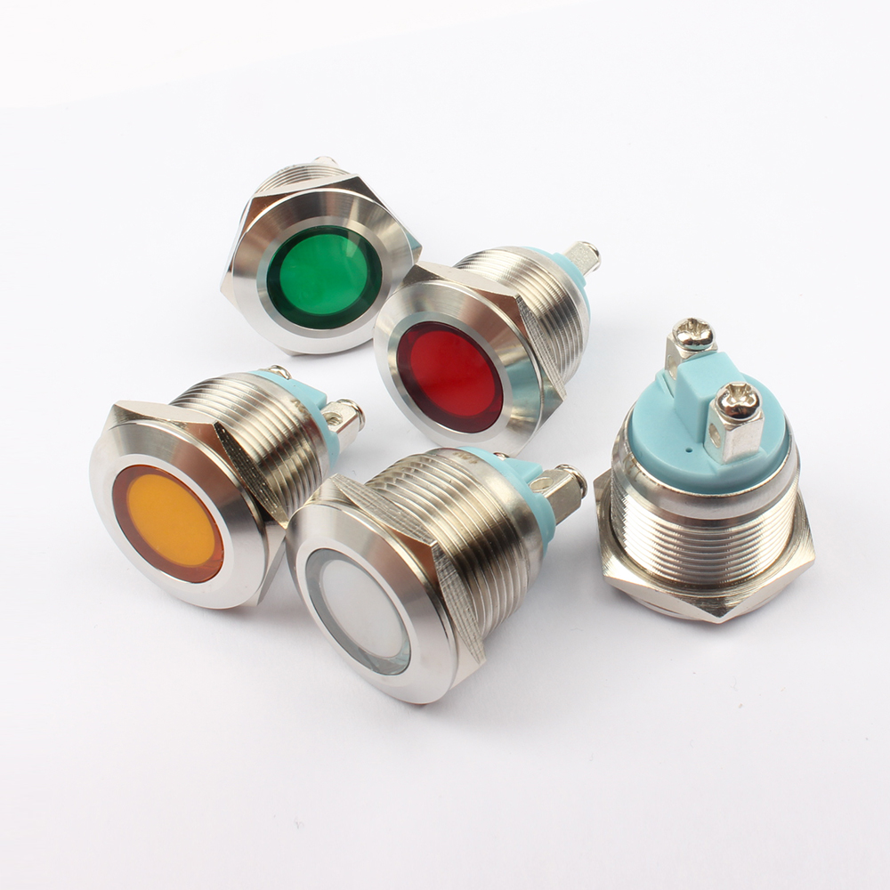 LED Metall Anzeige licht 19mm wasserdicht Signal lampe LICHT 3V 6V 12V 24V 220v schraube verbinden verrotten gelb blau weiß 19ZSD.PY.L