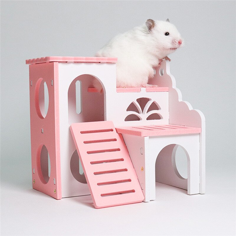 Luksuriøst hamsterhus gyngelegetøj rutsjebane hamsterrede hemsseng bur rede kæledyr pindsvineslot klatrelegetøj lille kæledyrshus 1 stk.
