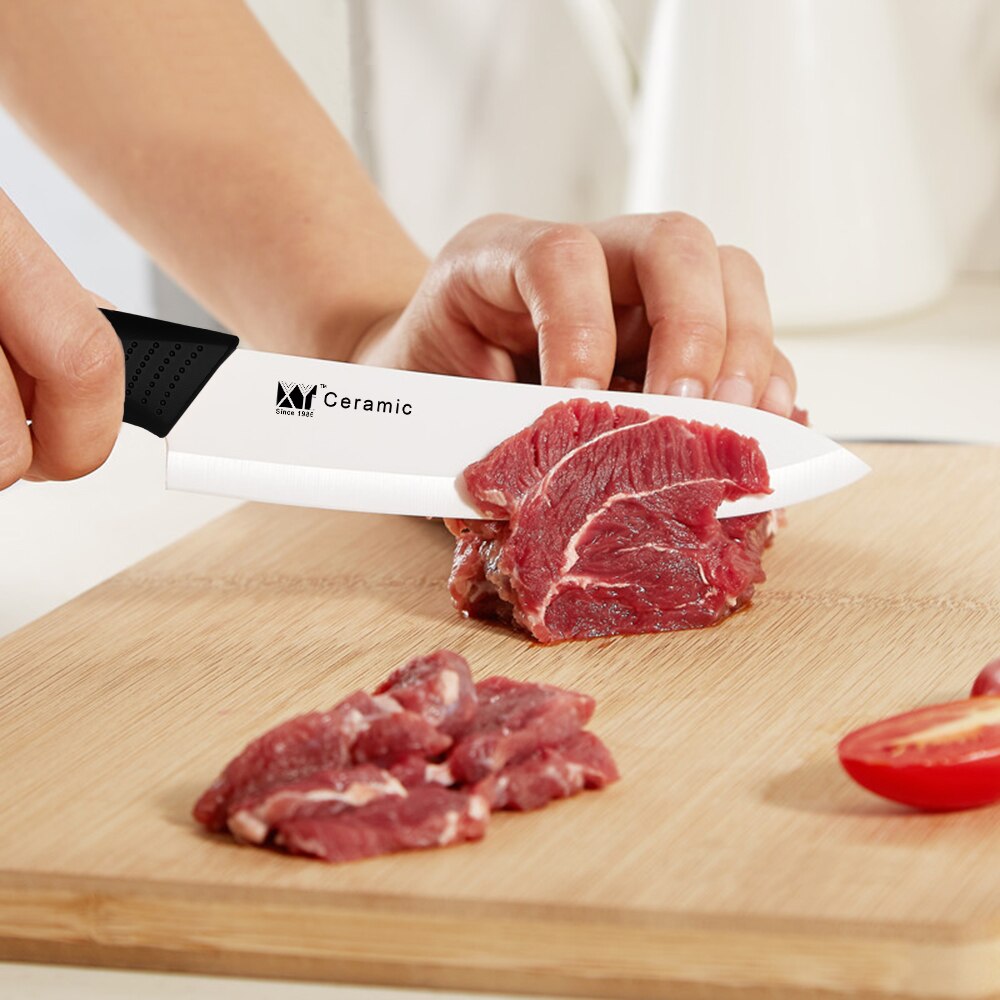 XYj Zirconia Oxide Ceramic Cleaver Black/White Blade 3&quot; 4&quot; 5&quot; 6&quot; inch + Sheath Ceramic Knife Set Kitchen Fruit Knife