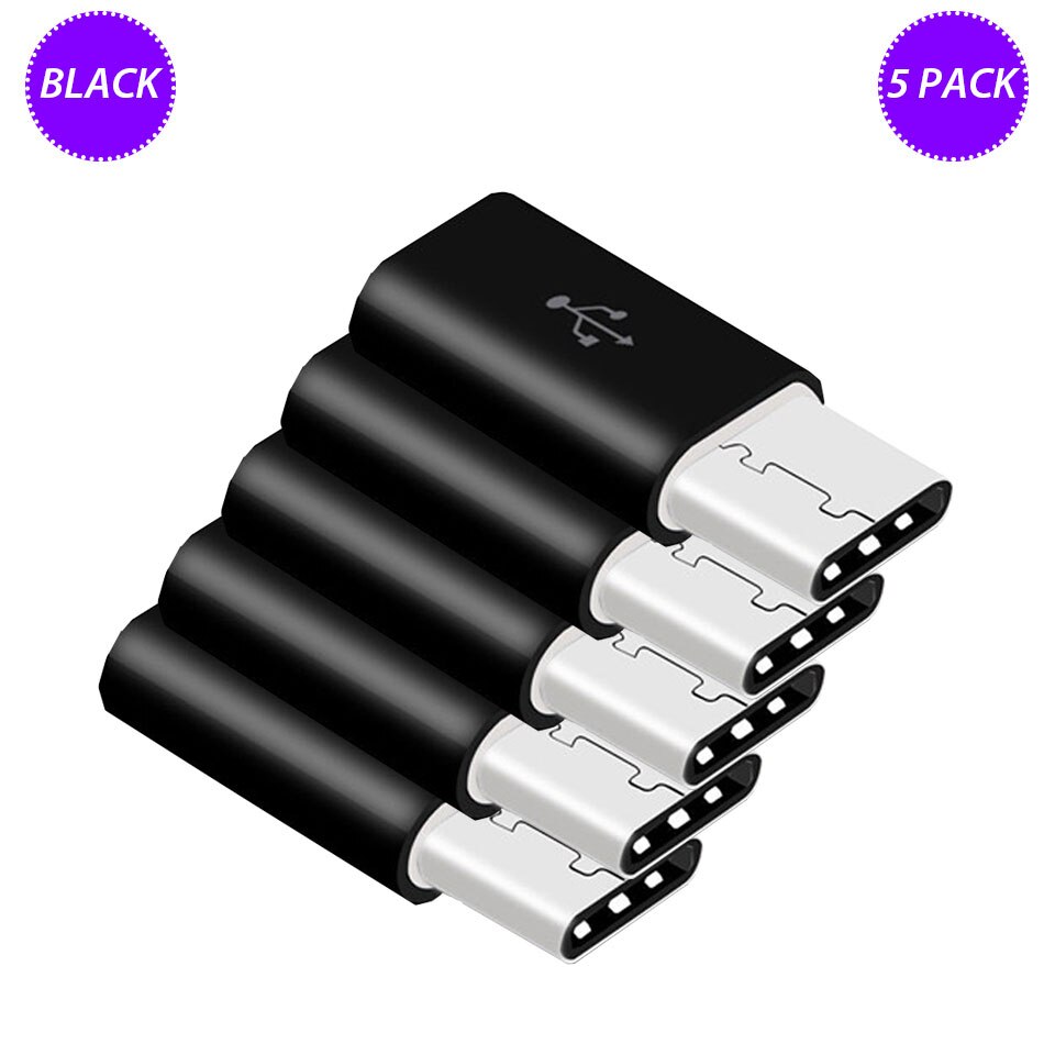 Mobile Phone Adapter Long Conveter For Blackview BV9900 A80 Pro Oukitel USB Type C Micro USB Mini Adapter Microusb Connector: black 5 pieces