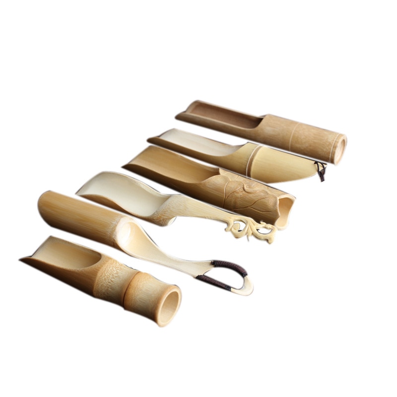 Colher de chá de bambu natural de madeira estilo retro chinês kongfu pá de chá colher de chá cerimônia forma de peixe colher de chá acessórios de chá