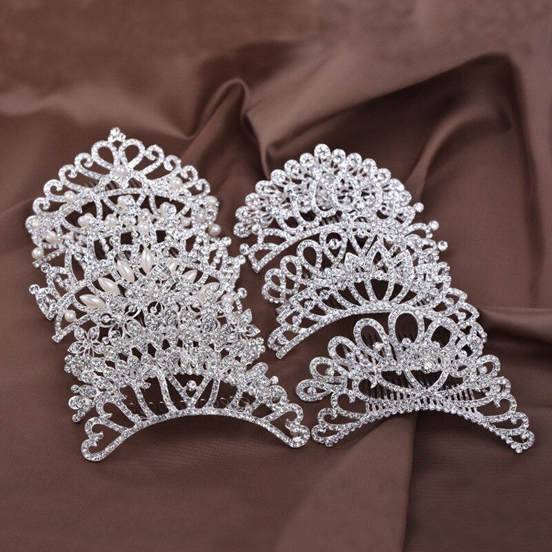 Prinzessin Krone für Mädchen Zeigen Braut Krone Tiara Diadem Silber Farbe Kristall Blumen Hochzeit Braut Haar Zubehör Kopf Schmuck