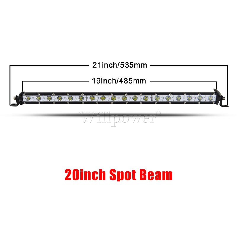 Offroad 4X4 Car Hood Bullbar 7" 13" 20" 25" 30" 38" Slim LED Light Bar Pickup UTV SUV Bumper Flood Fog Spotlights Driving Lamp: 20in Spot Beam