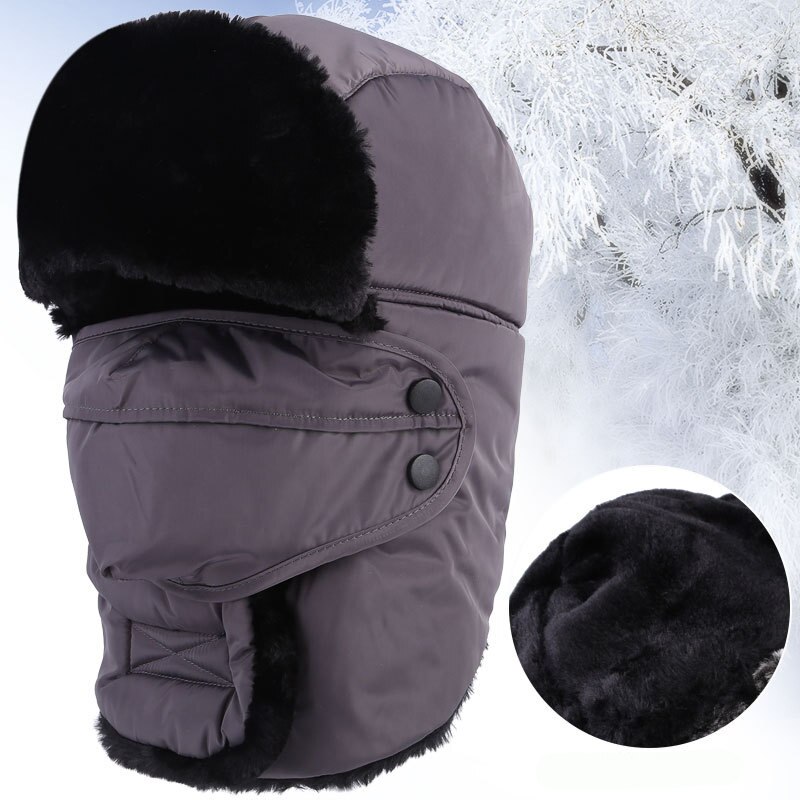 HT2097, gorro ruso para hombre y mujer, gorro de invierno cálido con orejeras, gorro de invierno para esquiar, gorro de piel con máscara Ushanka, gorro de Bombardero