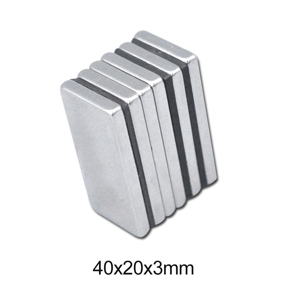 Aimant NdFeB puissant, feuille d'aimant Permanent en néodyme, 2/5/10/20/30 pièces, 40x20x3, 40x20mm 3