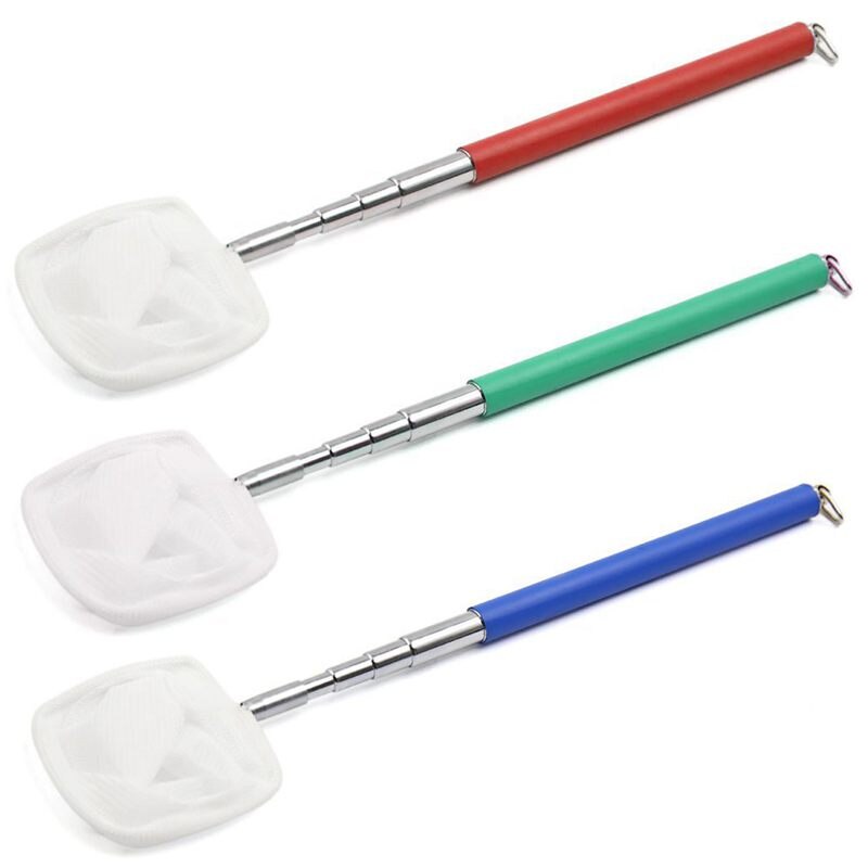 Roestvrijstalen uitschuifbare handgreep voor aquariumvijvervisgarnalen, schepnet vierkant