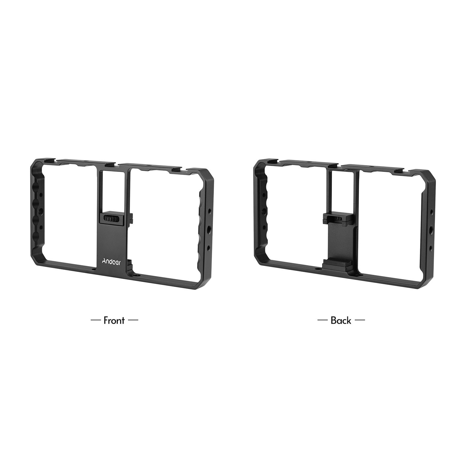 Andoer Smartphone Vídeo Rig Gaiola Vlog Aderência com Grampo de Telefone Triplo Sapata Fria 1/4 3/8 Rosca para o Vlog para iPhone samsung xiaomi