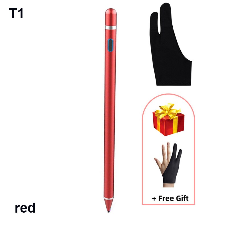 Universell aktiv stylus berøringspenn for nettbrett tegning android mobiltelefon for epleblyant 1 2 ipad penn for xaiomi lenovo huawei: Rød