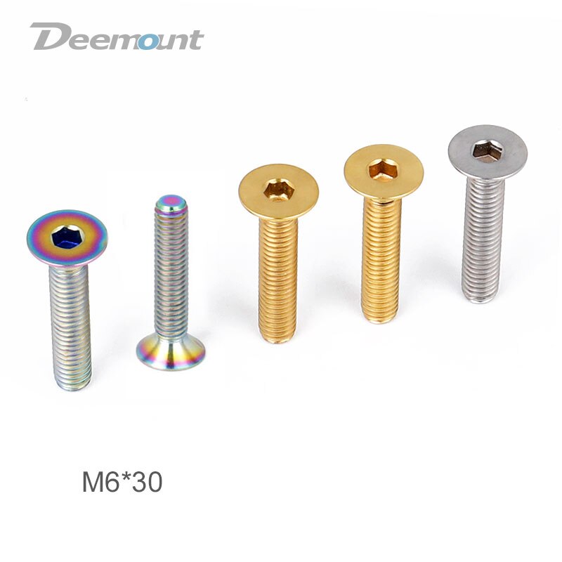 Deemount 2 pezzi M6 bulloni in titanio 30mm per cuffia per bicicletta attacco manubrio tappo superiore viti Ti MTB BMX fissaggio bici
