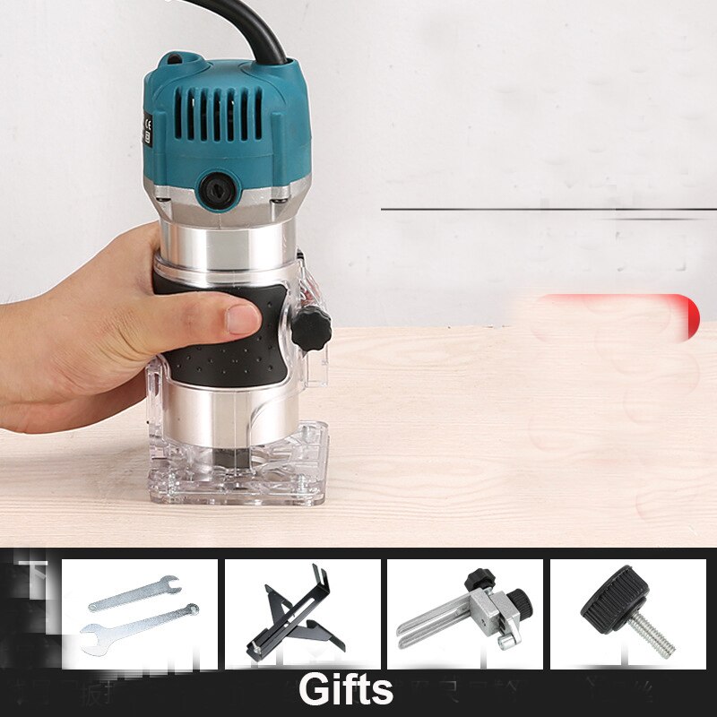 110V/220V Electric Hand Wood Trimmer 6.35mm Laminator Router Woodworking Tool Set for Wood: 220V MACHINE