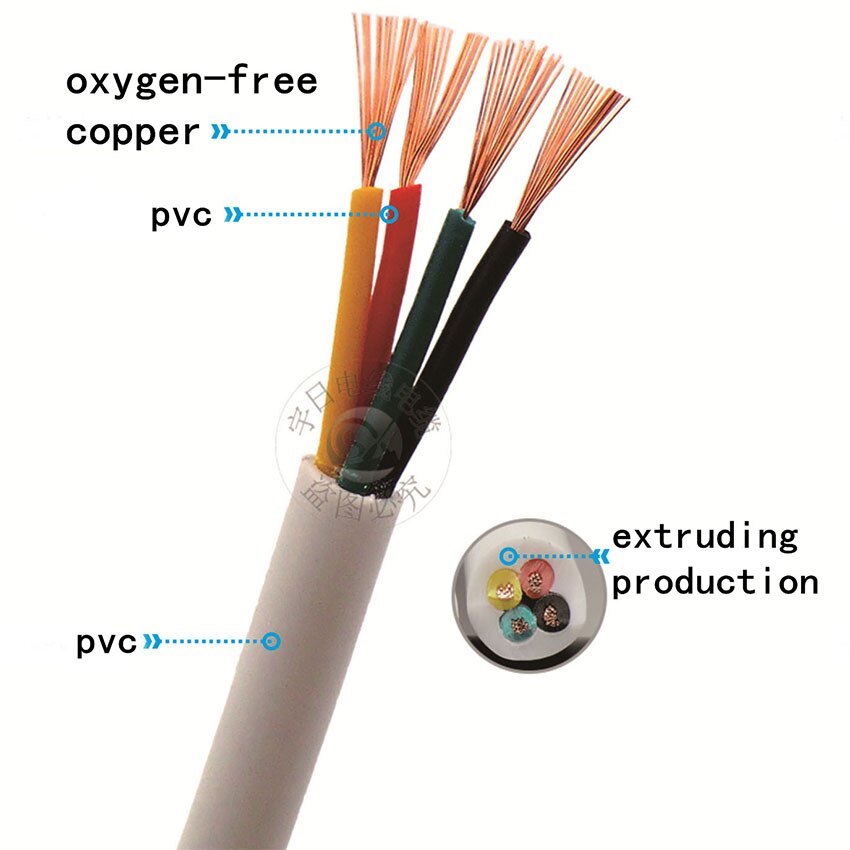 Hvid ledning blød kappe kabel 2,3,4,5,6 kerne 0.12,0.2, 0.3 mm² 27,24,22,20 awg signal linje ekstrudering producere iltfrit kobber 10m