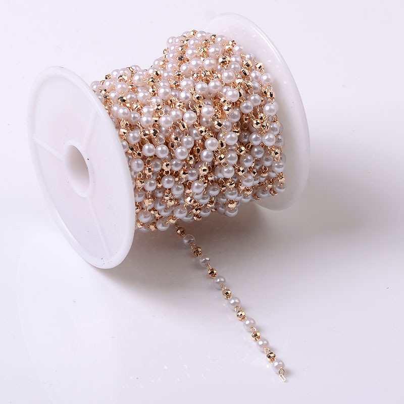 1Meter Beaded Chain Imitation Pearl Chain Copper Necklace Chain Handmade Accessories for Jewelry Making Components Crafts DIY