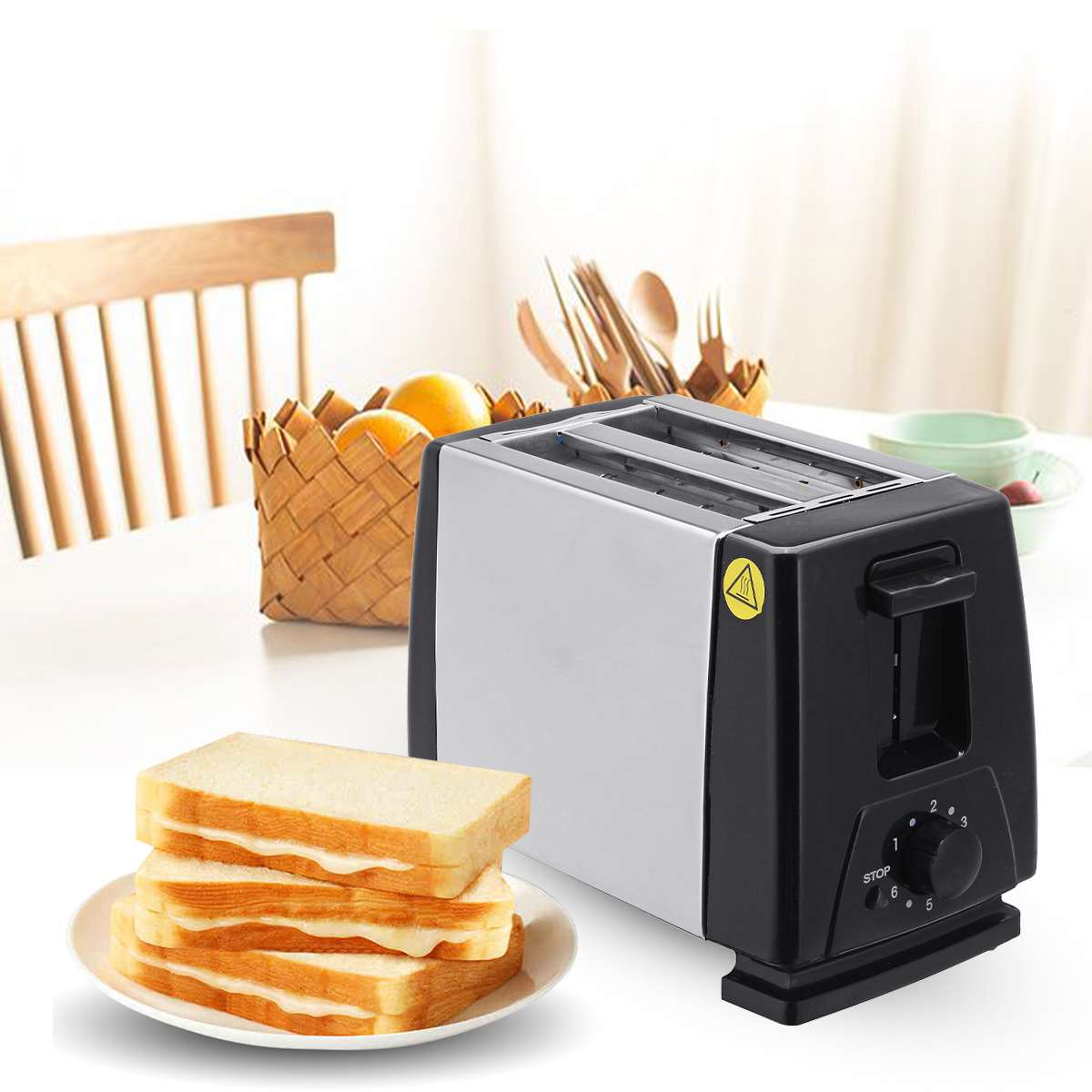 110V/220V Electric Toaster Household 6 Gears Automatic Bread Baking Maker Breakfast Machine Toast Sandwich Grill Oven 2-Slice